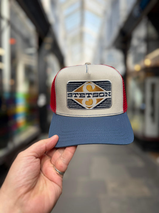 Stetson Rhombus Trucker Cap - Blue/Red