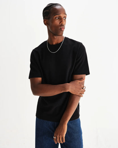 Wax Dean Textured Organic Cotton T-Shirt - Black
