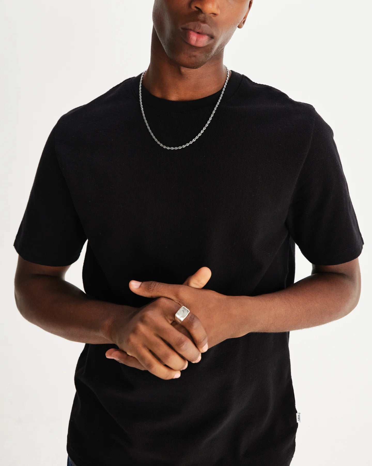 Wax Dean Textured Organic Cotton T-Shirt - Black