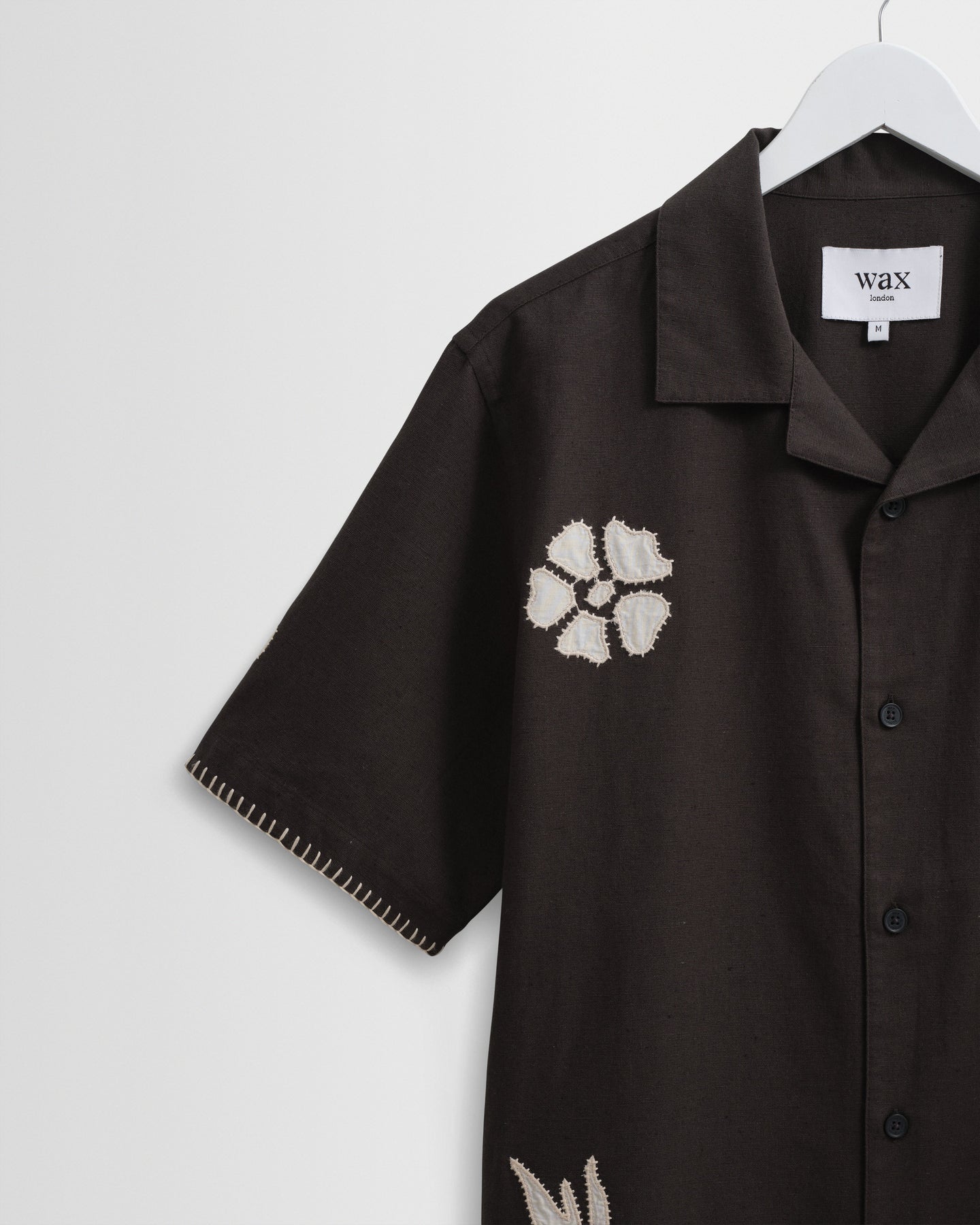 Wax London Didcot Black Doodle Applique Short-Sleeve Shirt
