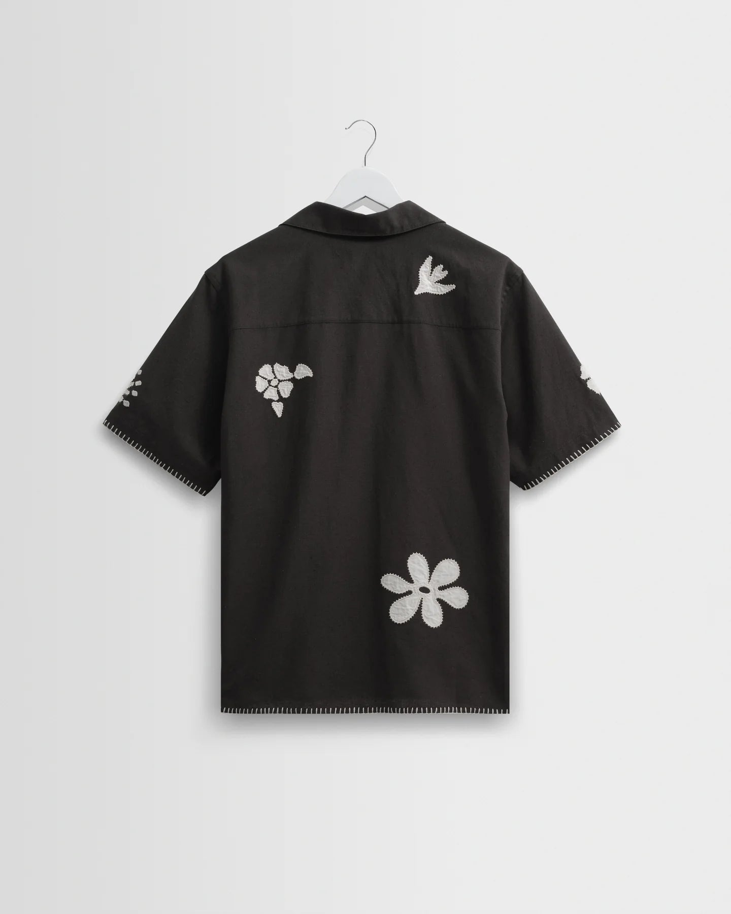 Wax London Didcot Black Doodle Applique Short-Sleeve Shirt