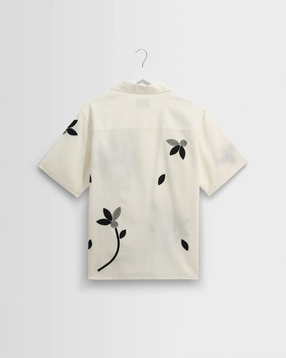 Wax London Didcot Ecru And Black Bloom Applique Short-Sleeve Shirt