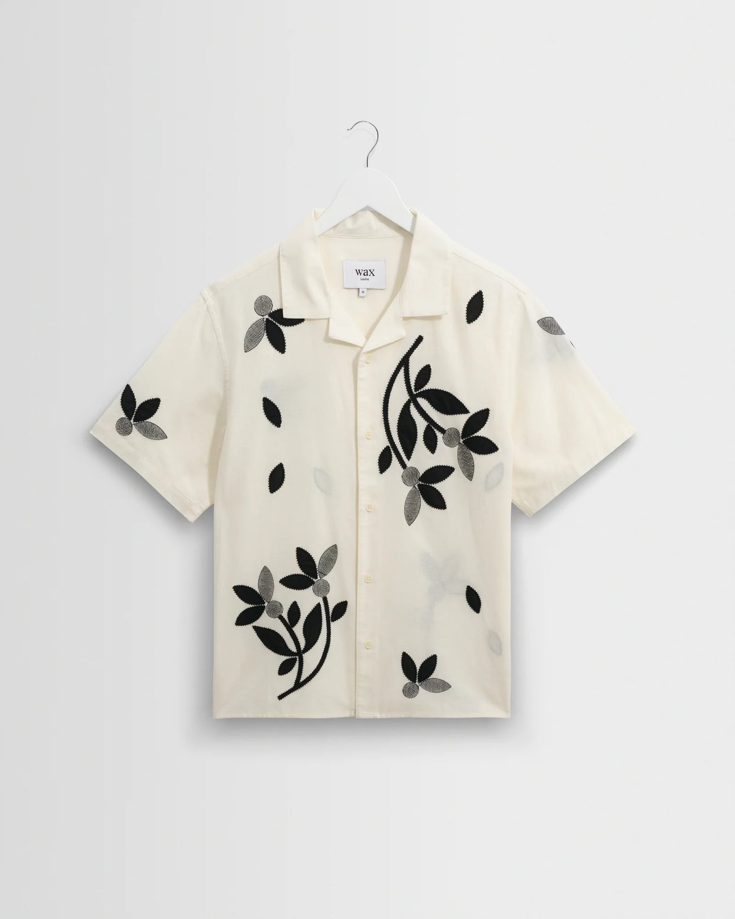 Wax London Didcot Ecru And Black Bloom Applique Short-Sleeve Shirt