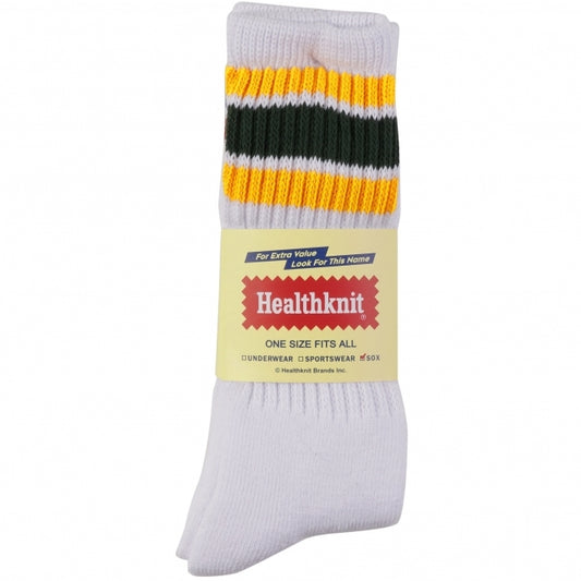 Healthknit - 3 Pack Crew Socks - White Multi Stripe