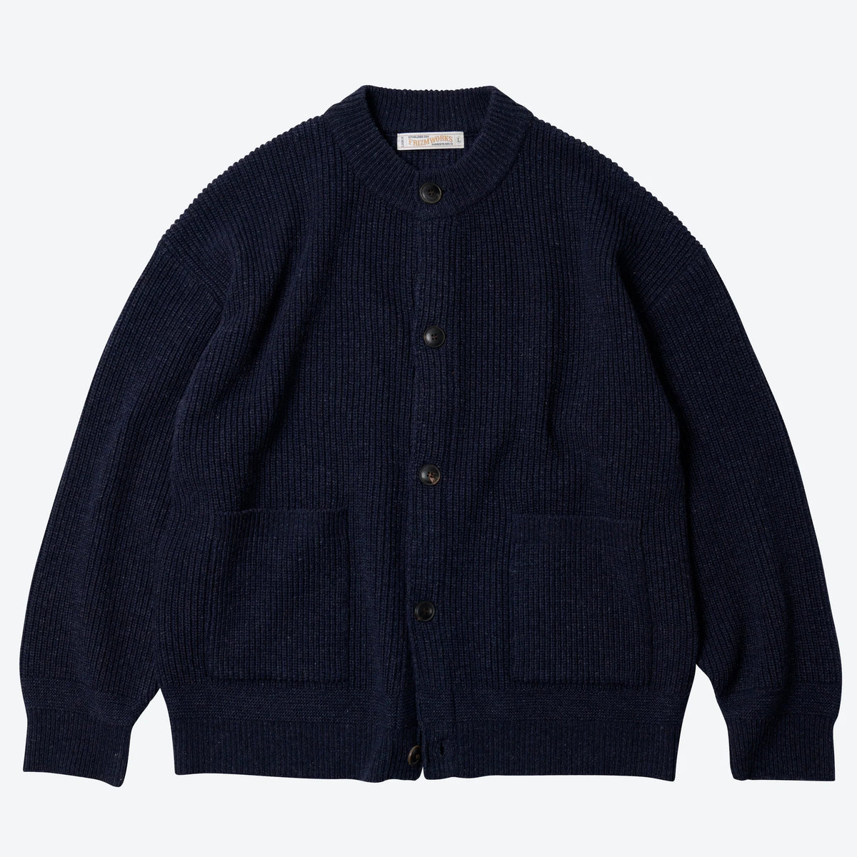 FrizmWorks Heavy Wool Round Cardigan - Navy