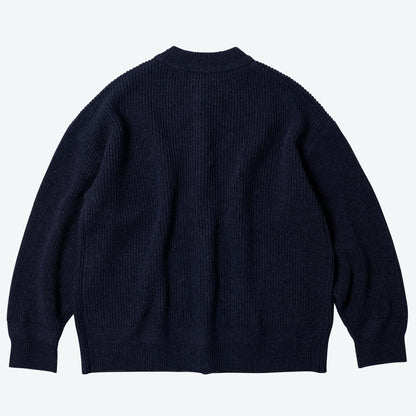 FrizmWorks Heavy Wool Round Cardigan - Navy