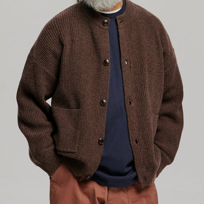 FrizmWorks Heavy Wool Round Cardigan Choco Brown