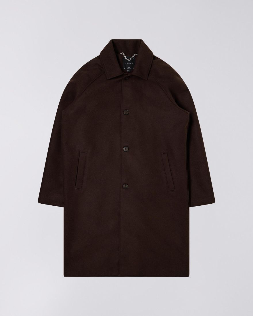 Edwin Mac Wool Coat Dark Brown