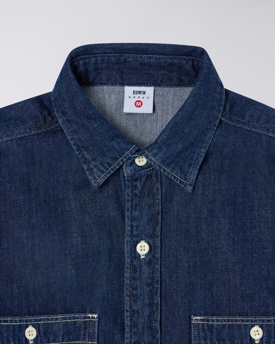 Edwin Work Shirt Blue Dark Rinsed