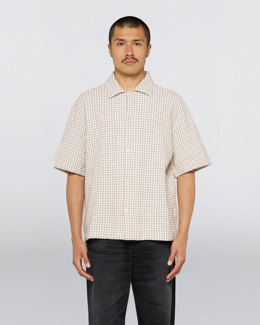 Edwin Zed Shirt - White/Brown