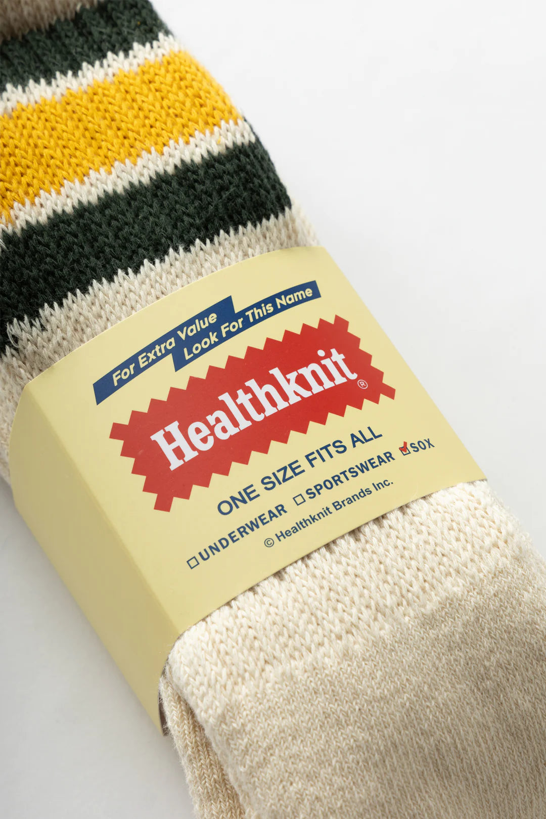 Healthknit - 3 Pack Crew Socks - Off-White Multi Stripe