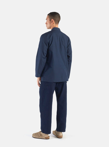 Universal Works Tie Front Jacket In Navy Organic Fine Poplin