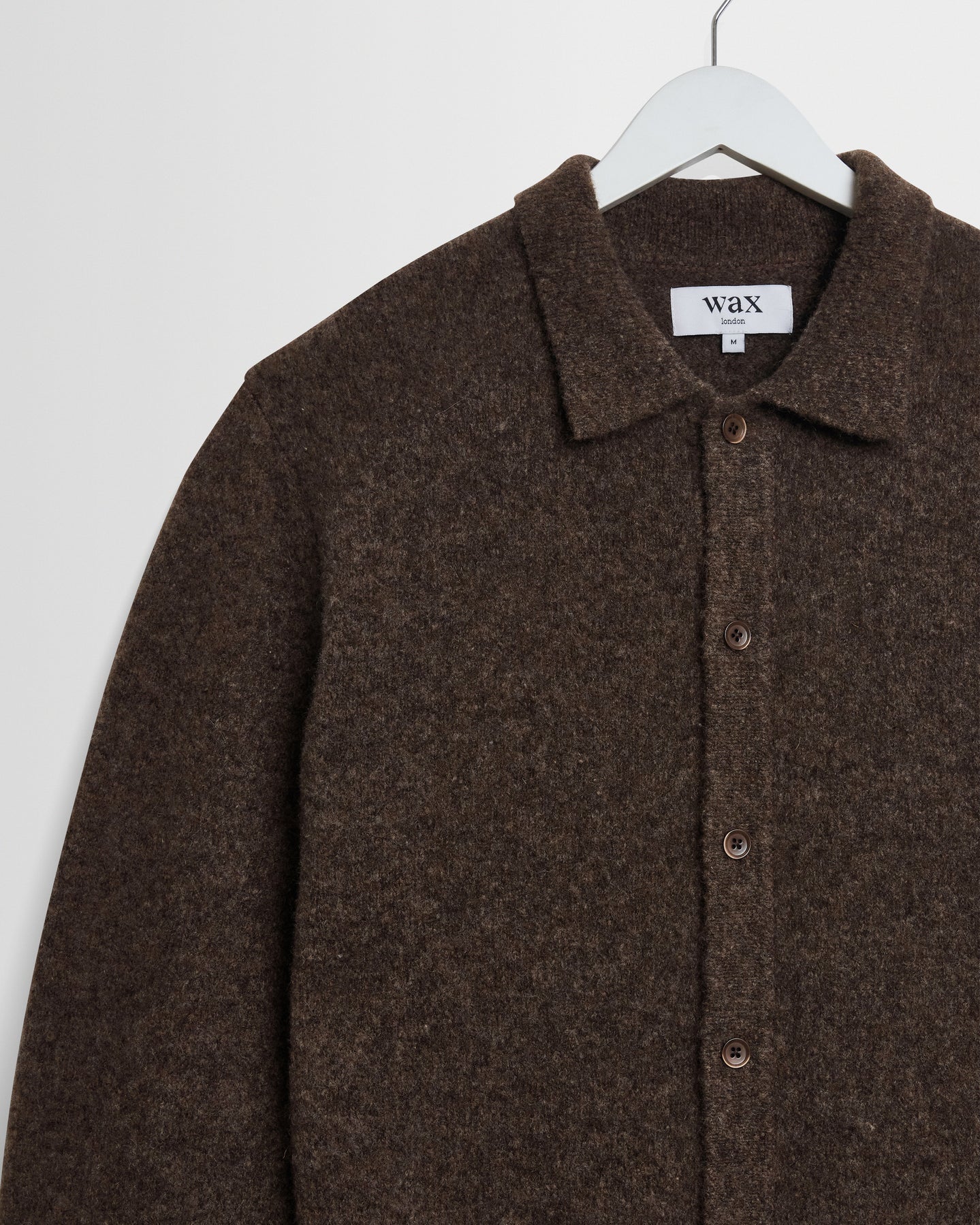 Wax London Tristan - Chocolate Brown Fluffy Long-Sleeve Knitted Polo