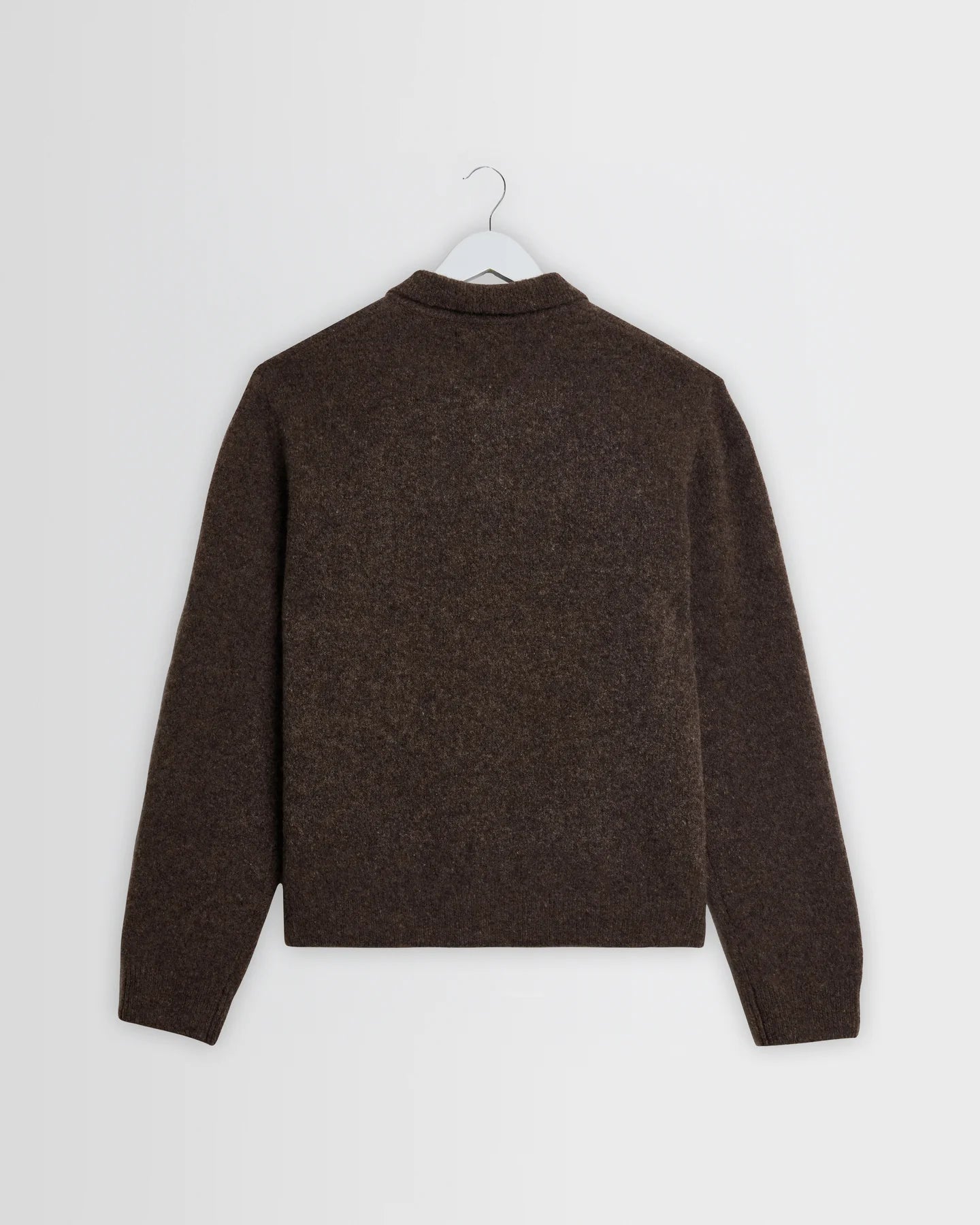 Wax London Tristan - Chocolate Brown Fluffy Long-Sleeve Knitted Polo