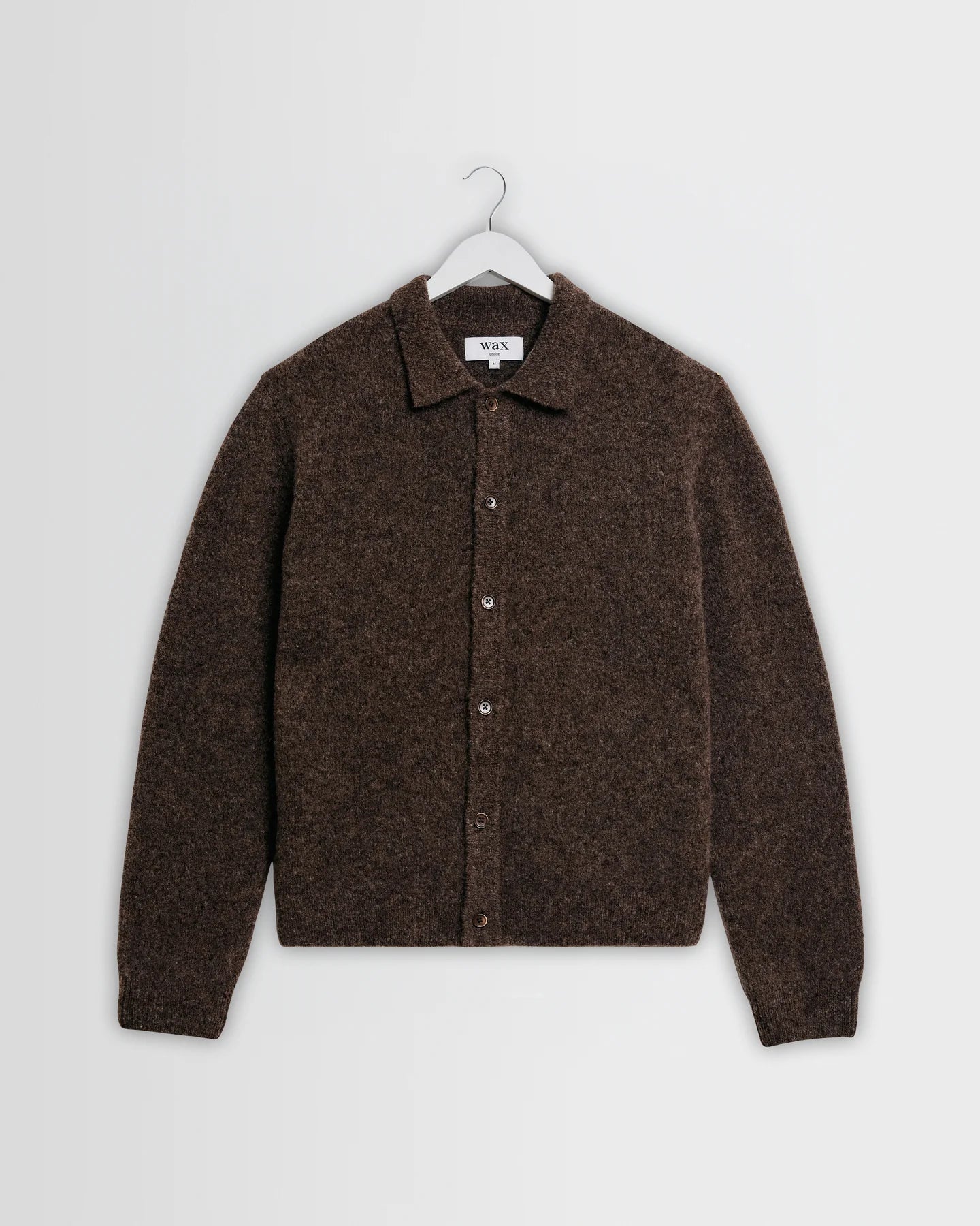 Wax London Tristan - Chocolate Brown Fluffy Long-Sleeve Knitted Polo