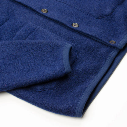 Universal Works Cardigan in Indigo Wool Fleece