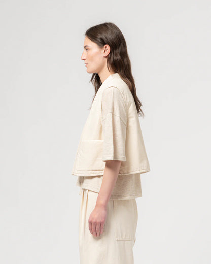 Girls of Dust Cork Cropped Padded Vest - Ecru