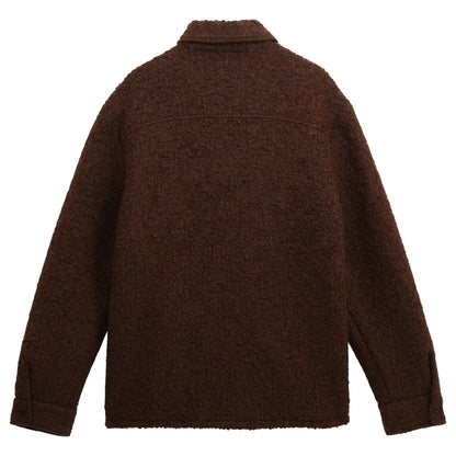 Wax London Mount - Dusty Brown Reversible Boucle Wool Overshirt