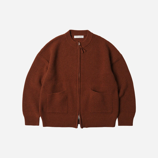 FrizmWorks Wool Deck Zip Up Cardigan - Brick