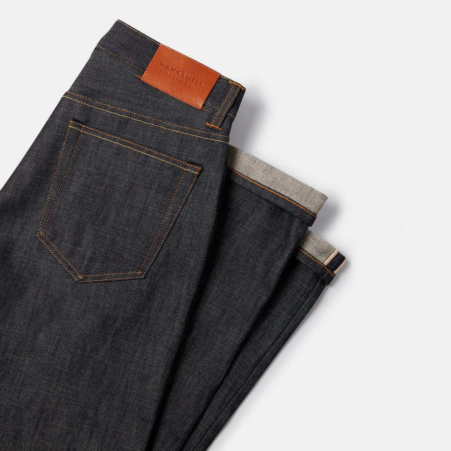 Hawksmill Wide Tapered 14.5oz Isko Orange Listed Organic Selvedge Jeans - Indigo